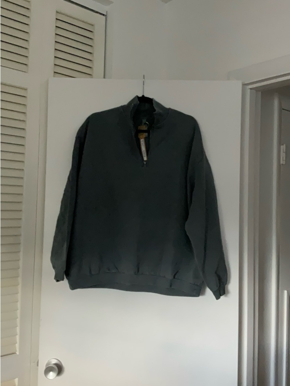 Skims boyfriend fleece slouchy half zip pullover jacket